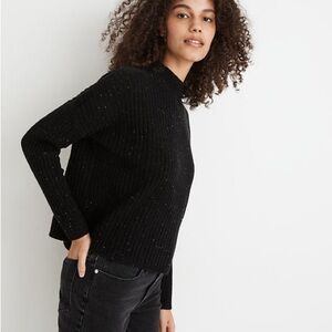 Madewell (Re)sourced Cashmere Ribbed Mockneck Pullover Sweater Black